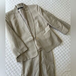 Kasper Beige Linen-Blend Women's Blazer and Pants Set Size 14